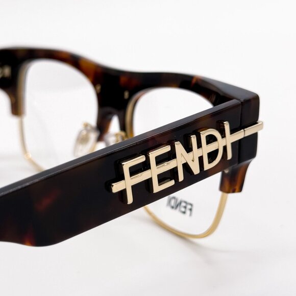 NEW FENDI FE50095U 055 UNISEX HAVANA SQUARE EYEGLASSES FENDI - Picture 6 of 10